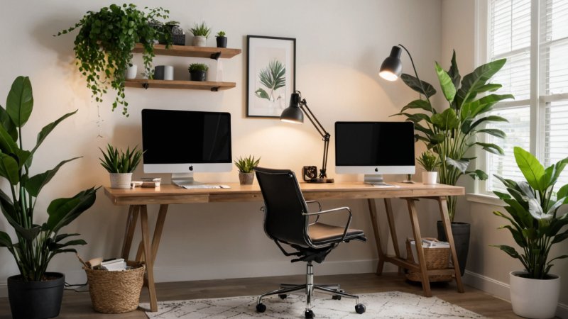 arbeidsplass design, funksjonell arbeidsplass, interiørdesign, produktivitet tips, hjemmeforbedring